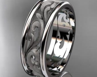Unique Eternity Wedding Ring Solid 14k Gold Matte Engagement Band
