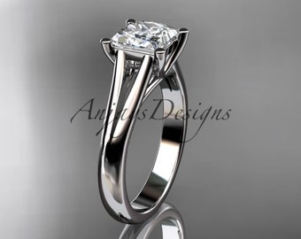 Moissanite Engagement Ring Unique Ring 14kt white Gold Unique Engagement Ring Wedding Ring solitaire Ring