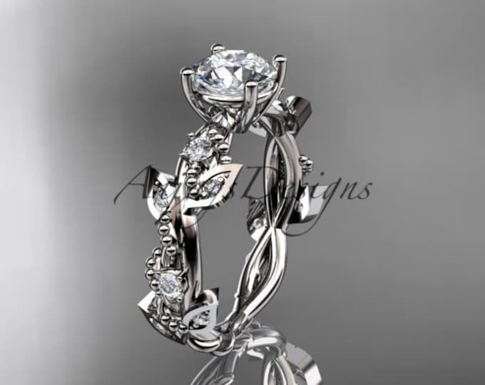 Nature Inspired 1 Carat Lab Grown Diamond Engagement Ring Round Brilliant CVD Diamond Ring