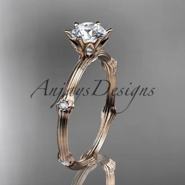 Rose Gold 14k Dainty White Sapphire Ring Unique Wedding Ring Engagement Gift