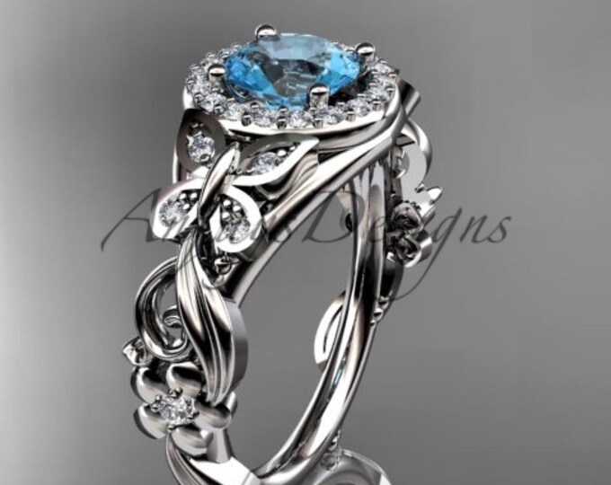 Natural Blue Topaz Butterfly Engagement Ring November Birthstone