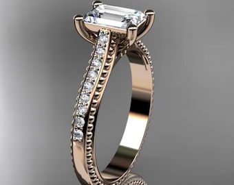 1 CT Emerald Cut Lab Grown Diamond Ring 14K 18K Gold Emerald Cut Diamond Ring CVD Diamond IGI Certified