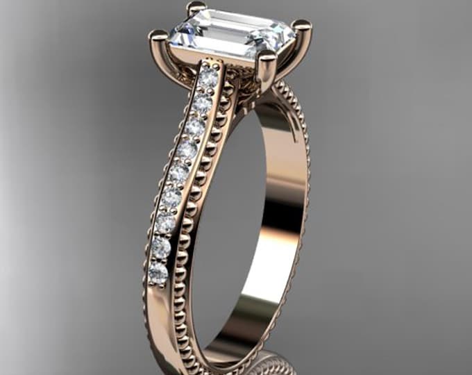 1 CT Emerald Cut Lab Grown Diamond Ring 14K 18K Gold Emerald Cut Diamond Ring CVD Diamond IGI Certified