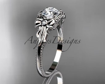 14k white Gold Diamond Unique Engagement Ring