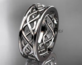 Wedding band white Gold Wedding Ring Gold vine band. 14kt white Gold vine Wedding band Engagement Ring