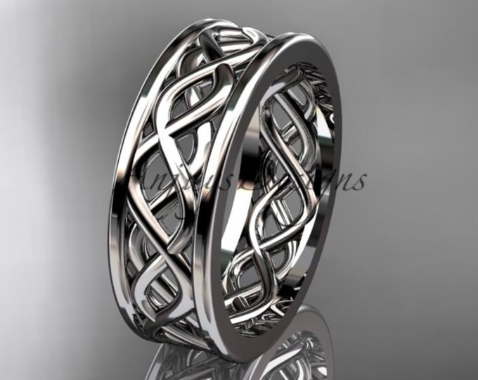 Wedding band white Gold Wedding Ring Gold vine band. 14kt white Gold vine Wedding band Engagement Ring