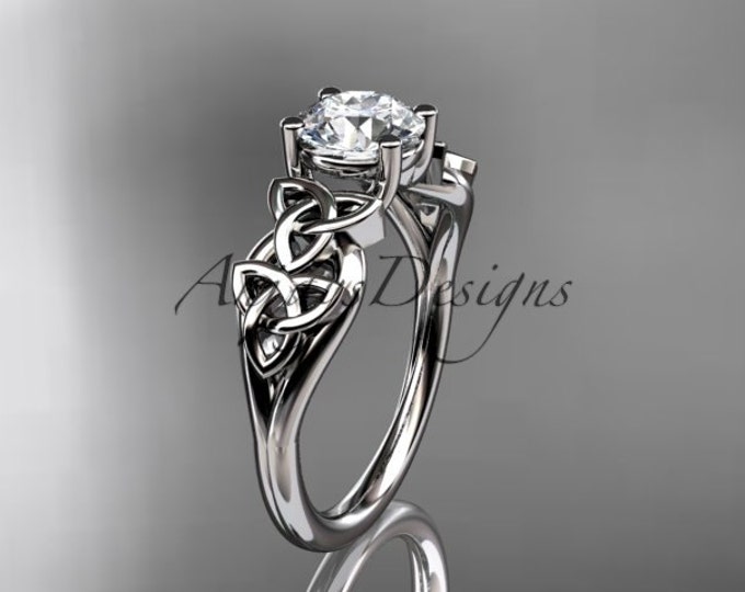 Celtic Engagement Ring White Gold Celtic Trinity Knot Wedding Ring White Sapphire Wedding Ring Unique Sapphire Engagement Ring