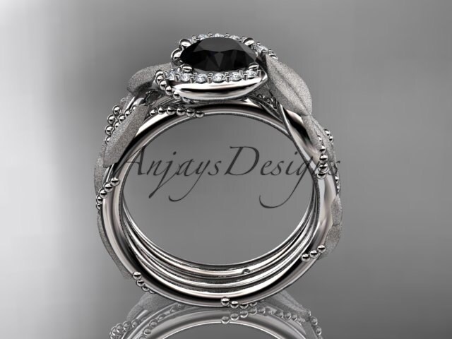 Platinum Diamond Leaf and Vine Wedding Ring Engagement Set | Etsy