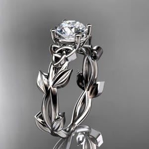Celtic Knot Engagement Ring 1 CT Lab Grown Diamond Nature Inspired Platinum Ring