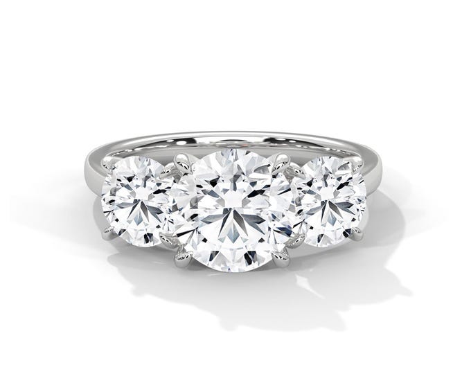 2 Carat Round Brilliant Diamond Three Stone Ring - 3 Stone Engagement Ring Round IGI Certified - Platinum Lab Grown Diamond Ring
