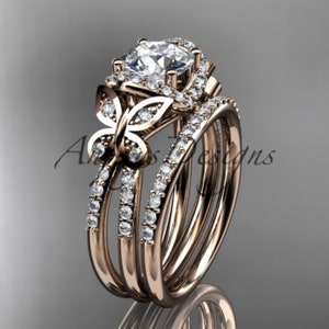 Rose gold unique wedding rings