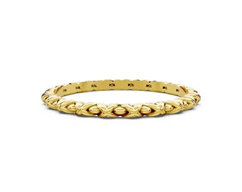 Solid 14k Gold Unique Infinity Ring Interlocking Eternity Woven Band
