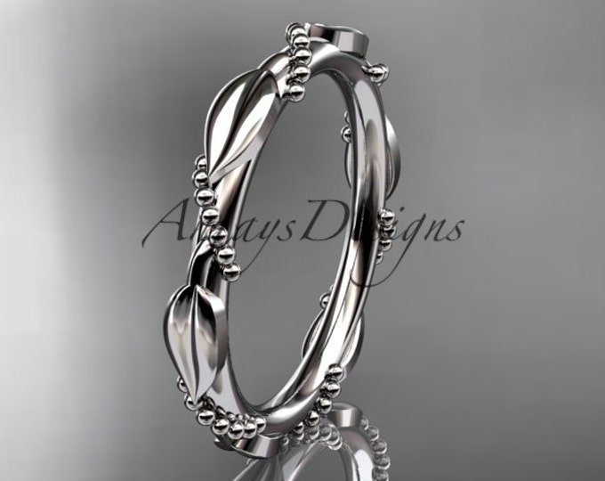 Gold Leaf Wedding Band Solid Gold Leaf Vine Stacking Ring Nature Inspired Ring Promise Band Gift for Women