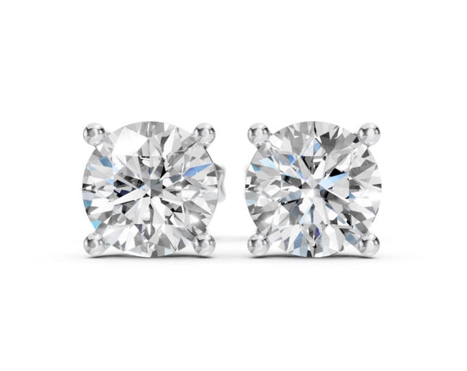 Diamond Earrings Studs 14k Solid Gold Lab Grown 4 Prong Diamond Earrings For Women VS1 Clarity IGI Certified