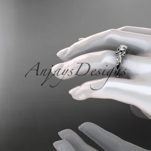 Bow bridal Ring 14kt white Gold Diamond Unique Engagement Ring Wedding Ring image 4