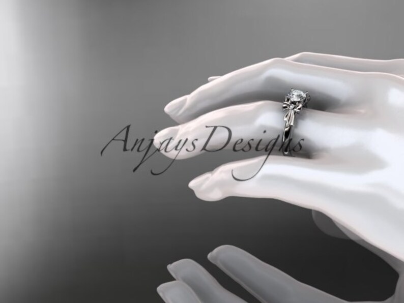 Bow bridal Ring 14kt white Gold Diamond Unique Engagement Ring Wedding Ring image 4