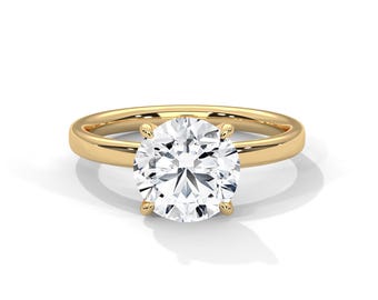 2 Carat Round Lab Grown Diamond Ring Round Diamond Lab Created Diamond Solitaire Ring Comfort Fit 14k Gold