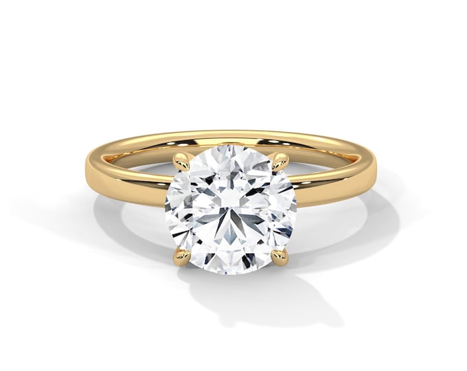 2 Carat Round Lab Grown Diamond Ring Round Diamond Lab Created Diamond Solitaire Ring Comfort Fit 14k Gold