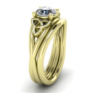 14k yellow gold set, 1ct lab diamond, Celtic trinity knot design