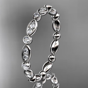 Lab Grown Diamond Round Eternity Band Dainty 14k White Gold Diamond Band Stackable Band Women&#39;s Wedding Band
