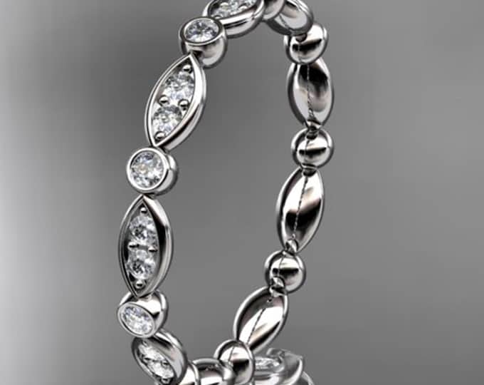 Lab Grown Diamond Round Eternity Band Dainty 14k White Gold Diamond Band Stackable Band Women's Wedding Band