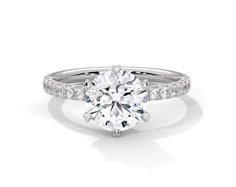 2 Carat Round Cut Diamond Engagement Ring IGI Certified Ring 6 Prong 14k White Gold Proposal Ring
