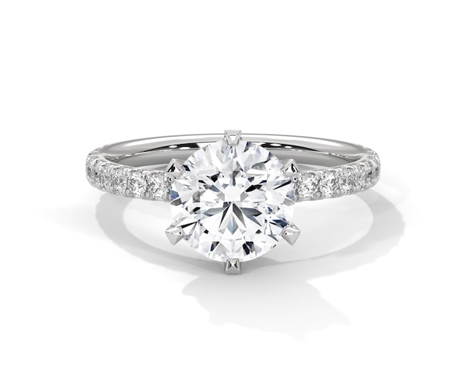2 Carat Round Cut Diamond Engagement Ring IGI Certified Ring 6 Prong 14k White Gold Proposal Ring