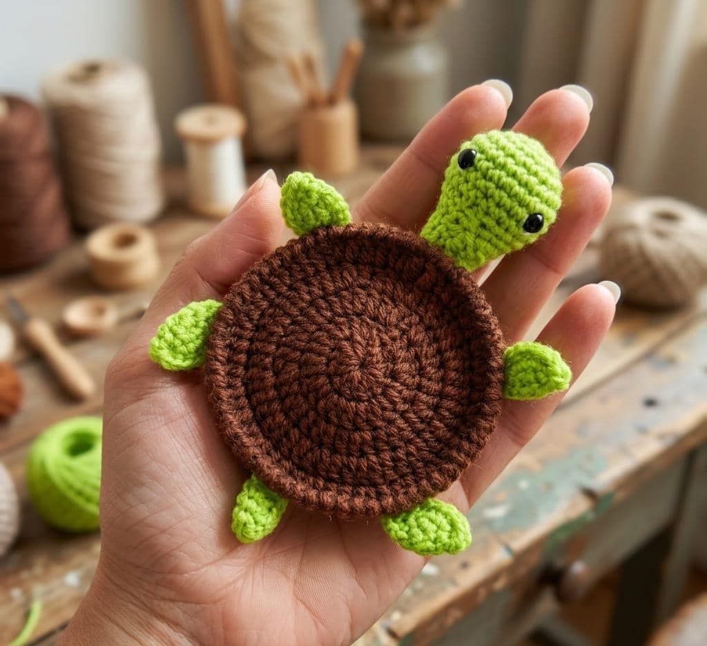 16 Turtle Coaster Crochet Patterns for Cute, Giftable Table Decor 12 Turtle Coaster Animal Mug Rug
