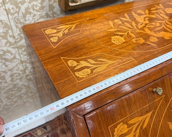 Antique French Marquetry Writing Desk, Vintage Wood Secretary Desk, Ornate Inlay Office Table, 108x63 H113 cm, High Condition, Gift