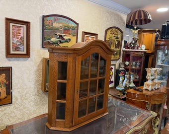 Antique German Solid Wood Object Vitrine, Collector Display Cabinet, Excellent Condition, Luxurious Statement Cabinet for Elegant Interiors