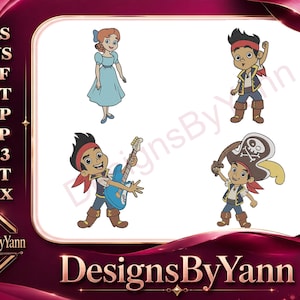 Disney Jake Pirati dell'Isola che non c'è con chitarra Wendy Peter Pan Capitan Uncino - Disegno ricamato completo - Download immediato