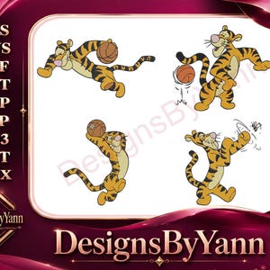 Winnie Puuh – Tigger, der sportliche Tiger – Basketball, Badminton und lustige Hüpfposen – Hundertmorgenwald – Stickmuster