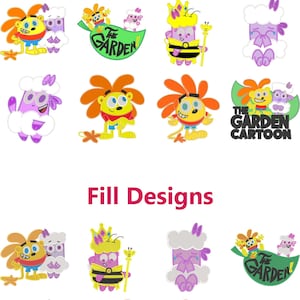 ¡Una película animada de jardín, la mejor de todas! | Paquete de 8 diseños de apliques y 8 diseños de puntadas de relleno | Descarga instantánea para bordado a máquina