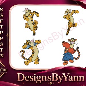 Winnie The Pooh - Tigger The Bouncing Boxer - Standing Bouncing And Boxing Glove Poses - Hundred Acre Wood - Filled Embroidery Design