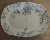 1880s RUSTIC PLATTER 14 quot Heavy Ceramic Transferware by Colonial Pottery in Stoke, England quot Clifford quot Design Well-Used Dinged but Lovely