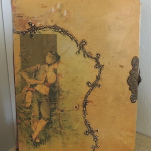 VICTORIAN PHOTO ALBUM Shabby Condition No Photos Celluloid and Velvet Cover Nice Brass Clasp 8&quot; by 10.75&quot; Display or Upcycle