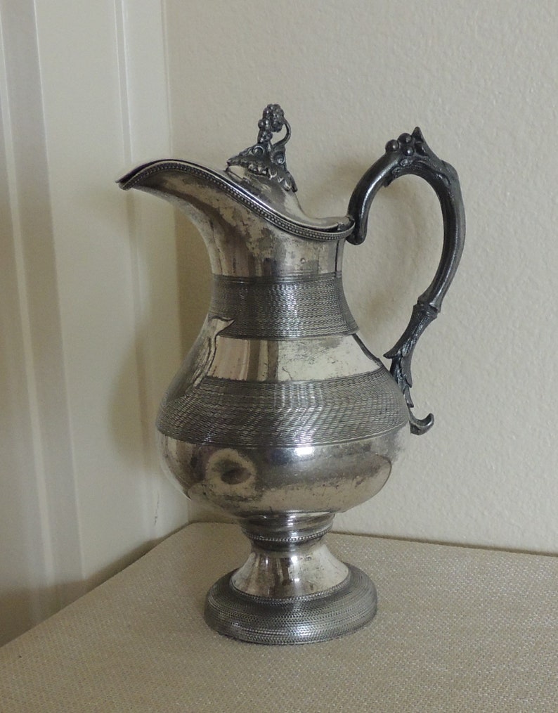 SILVER KATE PITCHER Old Silver Plate Covered Syrup Etsy