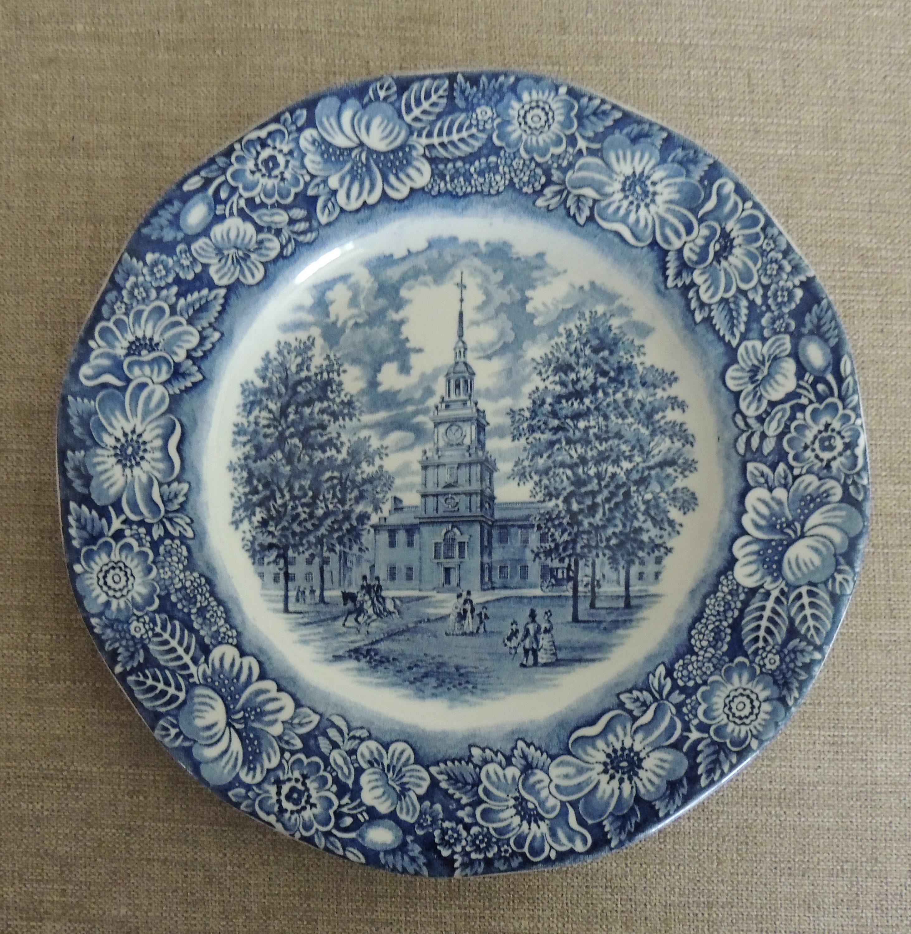 LIBERTY BLUE Dinner Plate 9.5 Independence Hall CHIP on Etsy