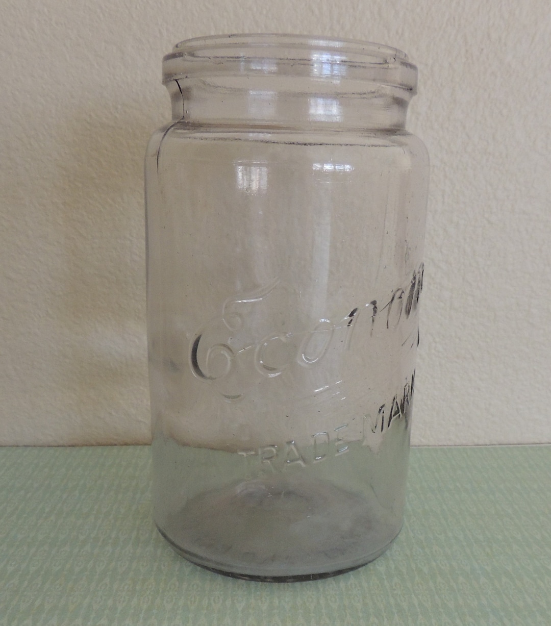 ECONOMY KERR Antique Canning Jar Clear Glass Quart Jar 1923 Made in