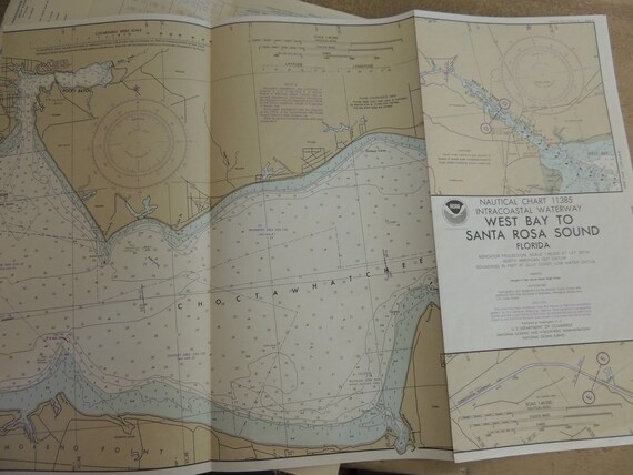 NAUTICAL CHART Vintage Intracoastal Waterway Chart west | Etsy