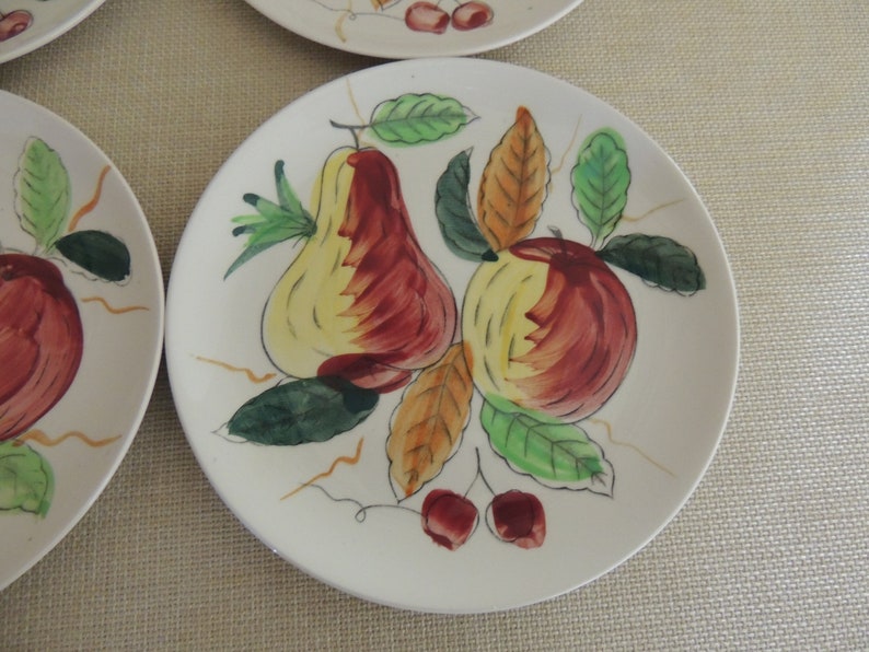 FOUR Vintage 6 Plates HandPainted Fruit Design Southern Etsy