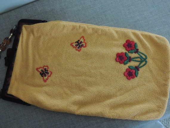 HIPPIE FABRIC PURSE Made in West Germany 1960s Lo… - image 2