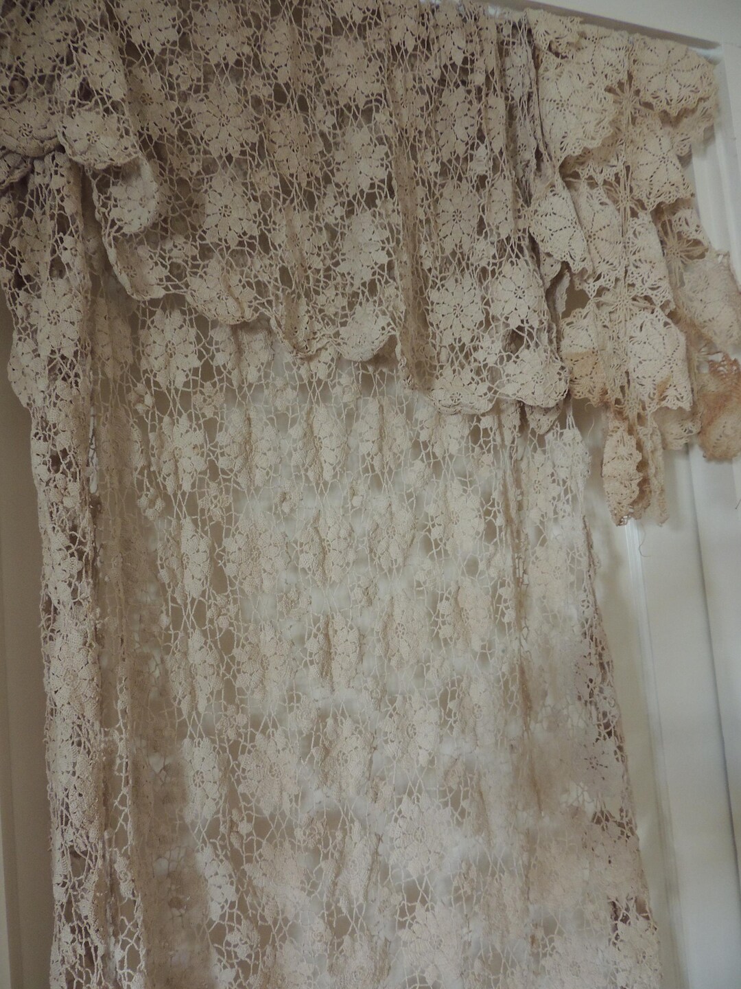 DAMAGED LACE for Upcycling, Art Projects and More 2 Shabby Pieces of ...