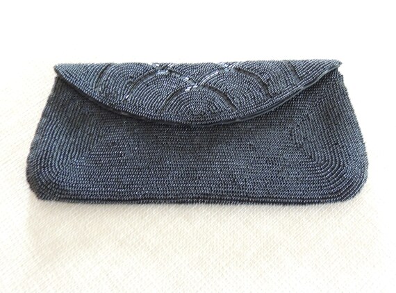 Japan Black Beaded Handbag Purse Evening Bag Made in Japan of