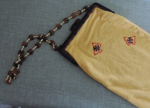 HIPPIE FABRIC PURSE Made in West Germany 1960s Lo… - image 4