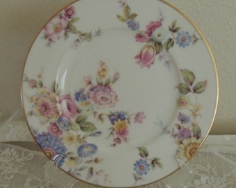 SUNNYBROOKE by CASTLETON USA Bread or Dessert Plate 6.25&quot; Mid-Century Romantic Floral 1950s Ivory w/ Gold Romantic Table Nostalgic China