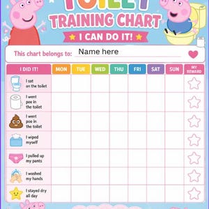 Personligt Peppa Pig potträningsschema: Återanvändbar torr avtorkningstavla (penna ingår)