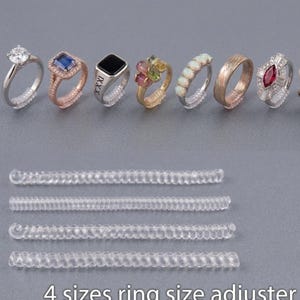 Ajustadores de tamaño de anillo de silicona / Protectores de ajuste en espiral (4 tamaños)