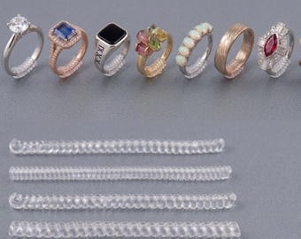 Ajustadores de tamaño de anillo de silicona / Protectores de ajuste en espiral (4 tamaños)