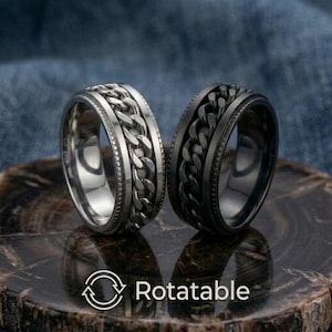 Spinner Ring Stainless Steel | Rotatable Anxiety Ring for Women Men | Fidget Ring Unisex | Stress Relief Jewelry | Party Gift